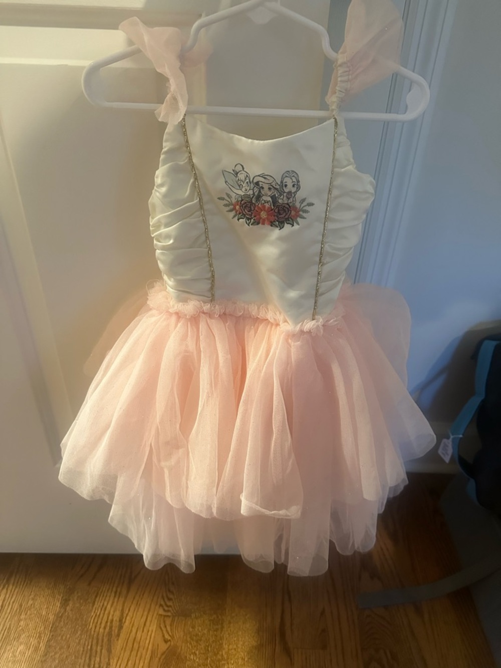 Disney Pink and Cream Princess Tulle Dress with Floral Emblem